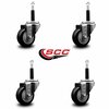 Service Caster 3'' Black Poly Wheel Swivel 3/4'' Expanding Stem Caster Set, 4PK SCC-EX20S314-PPUB-BLK-34-4